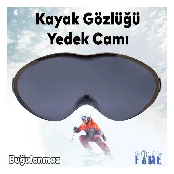 Badem10 Bellasimo Çerçevesiz Kayak Gözlüğü Camı Lens Değiştirebilir Cam Antifog Güneş Kar Gözlük Camı Füme - Görsel 4