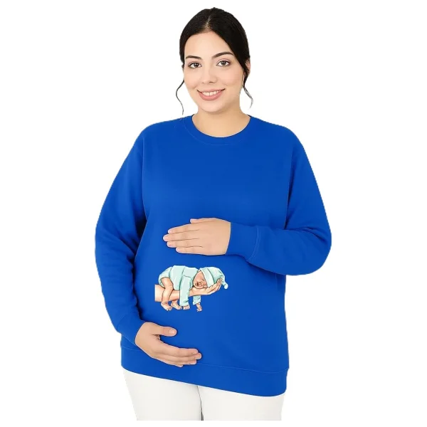 BENROMA Baskılı Hamile Sweatshırt,Mor 3XL/4XL HMLEBBSKLTA12 - Görsel 3