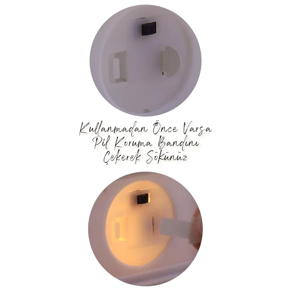 12 Adet LED Mum Tealight Mini Dumansız Pilli Alevli Dekoratif Yapay Mum Işıldak Beyaz 1036-2 - Görsel 6