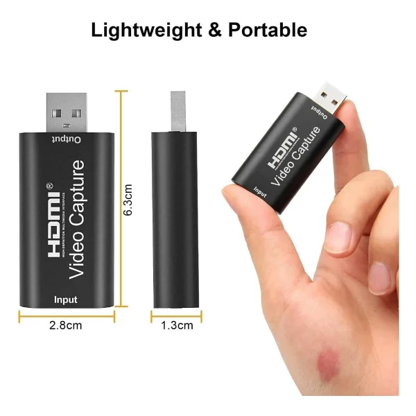 Coverzone Ses Video Yakalama Kartı 1080P 30fps HDMI USB Yakalama Kartları DSLR Video Kamera Oyun - Canlı Akış - Video Konferans - Öğretim için Aksiyon Kamerası ile Kayıt - Görsel 5