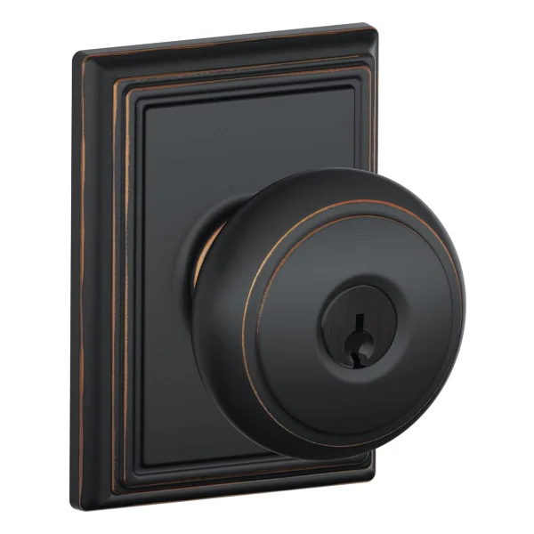 SCHLAGE F51A LAT 716 COL Enlem Kolu Collins Trim Anahtarlı Giriş Kilidi, Eskitilmiş Bronz - Görsel 6