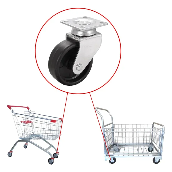 Badem10 Mobilya Ofis Koltuk Tekeri Vidalı Yük Taşıma Alışveriş Sepeti Tablalı Teker 50 MM x 20 mm GRİ - Görsel 3
