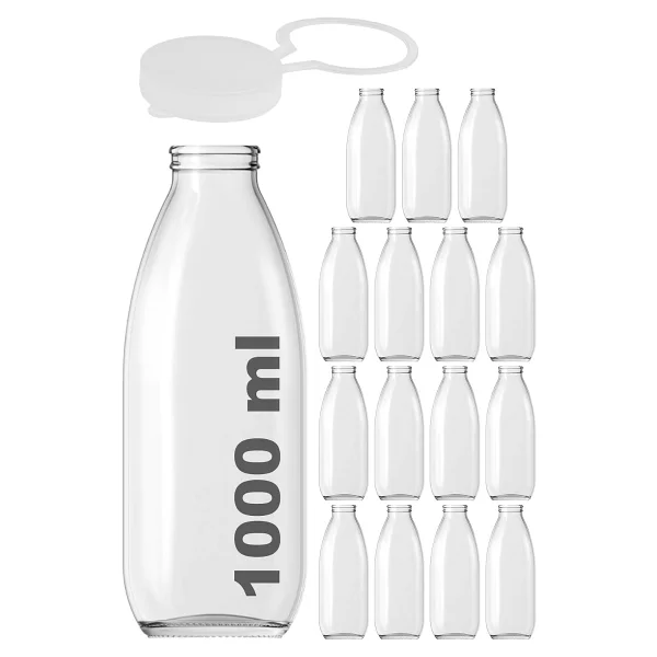 500 ml Şeffaf Sürahi Süt, Ayran, Su, Limonata, Meşrubat Şişesi 500 Cc Yırtmalı Kapaklı Cam Şişe 6 Adet (6, Beyaz Kilitli Kapak, 500) - Görsel 9