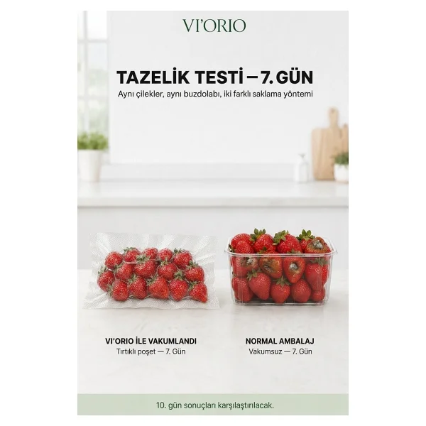 VI'ORIO 50 Adet Tırtıklı Vakum Makinesi Poşeti Torbası (SEÇENEKLİ) (20x25cm) - Görsel 6