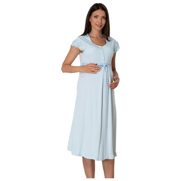 Kadın Siyah Hamile Lohusa Kısa Kollu Gecelik, XL, EF6013EF-869BST0010168 - Görsel 3