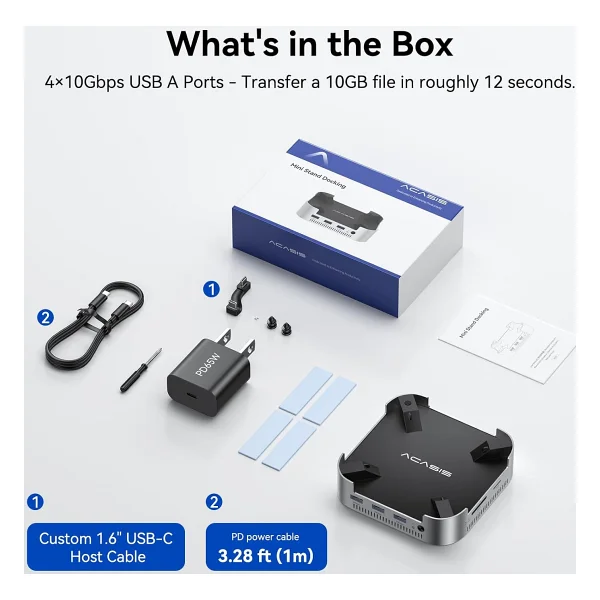ACASIS Mac mini M4 Dock & Stand, Dual-Bay NVMe SSD Muhafaza ile, Mac mini M4 ve M4 Pro 2024 için Alüminyum HDMI Hub, 4K60Hz HDMI, 4 X 10G USB A, PD 30W, SD/TF, Destek SSD B+M M-Key - Görsel 8