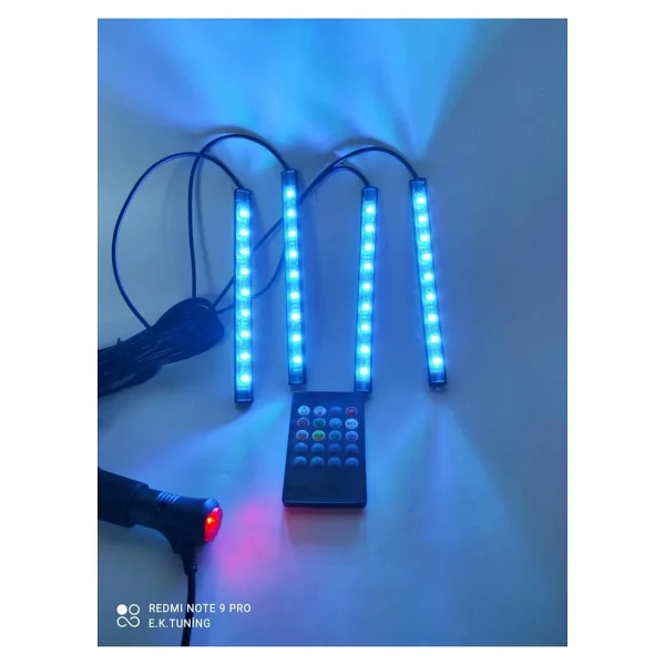 Atmosferik Aydınlatma Araç İçi Ayak Altı Led Müziğe Sese Duyarlı Kumandalı Rgb Aydınlatma Kaliteli - Görsel 3