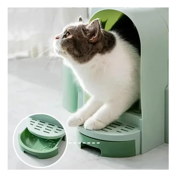 ShopFast Star Tüneli Çekmeceli Kedi Tuvaleti Kürek Hediyeli Kedi Kum Kabı Yeşil - Görsel 7