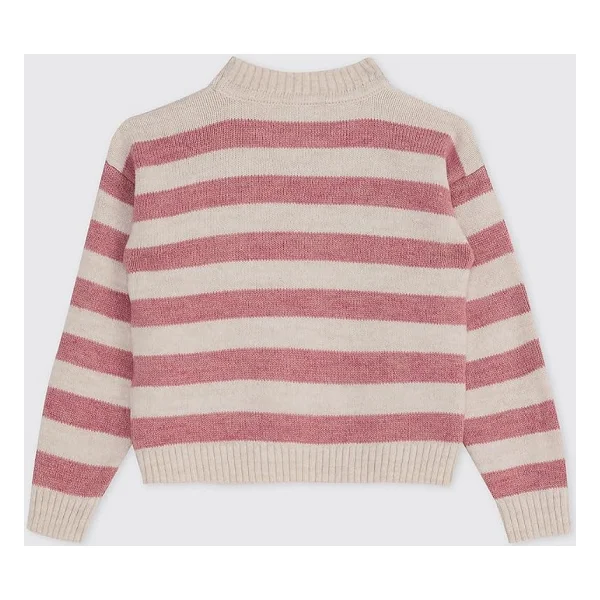 Kız Bebek Çizgili Triko Pembe Kazak 12-18 Ay (80-86 cm) - Görsel 4
