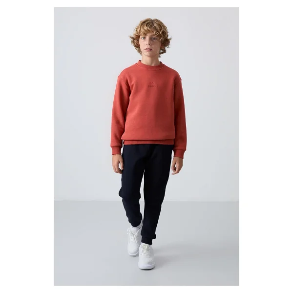 TOMMY LIFE Gri Melanj Pamuklu Kalın İçi Tüylü Standart Fit Nakışlı Erkek Çocuk Eşofman Takımı, 12-13 Yaş - Görsel 9