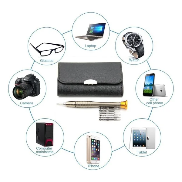 Orret Home 25 Parça Hassas Tornavida Seti, Deri Çantalı, Krom-Vanadyum Çelik, PC/Laptop/Telefon/Gözlük Tamir Seti, Torx/Düz/Yıldız Uçlu - Görsel 4