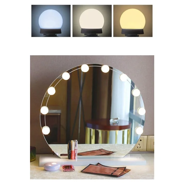 Buffer Nostalji Hollywood Tarzı 10'lu Makyaj Masası Aynası Beyaz Led Işıklı Lamba Usb - Görsel 6