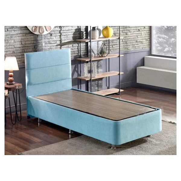 Niron Cozy 120x200 Tek Kişilik Yatak Seti - Mavi Kumaş Baza, Başlık Ve Yatak Takımı - Görsel 3