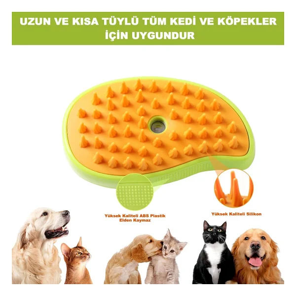 Robeve Şarjlı Buharlı Evcil Hayvan Fırçası, Silikon Yumuşak, Kedi ve Köpek İçin Kedi Bakım Fırçası - Görsel 3