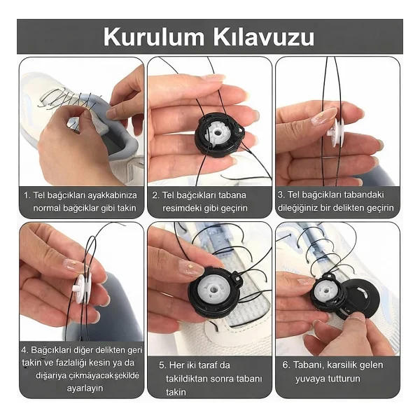 Makaralı Akıllı Bağcık, Kilitle, Yeni Nesil, Bağlamaya Gerek Olmayan Bot, Spor, Klasik Ayakkabı Bağcığı,Elastik Çocuk Yetişkin Takbırak İNCE BAĞCIK (Siyah) - Görsel 7