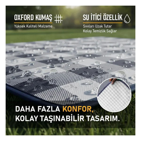 Haegs Piknik Örtüsü, Çanta Kamp Matı, Plaj Matı, Piknik Yer Örtüsü, Seyahat, Kamp, Outdoor, Park Çim Kum Tutmaz, Su Geçirmez, Kullanışlı Çanta Model, Katlanabilir 200x150cm - Adventure - Görsel 6