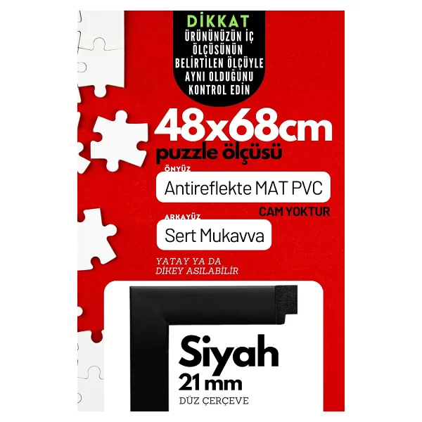 21lik Puzzle Poster Resim Çerçevesi PVCli Postersiz Resimsiz Çerçeve (Siyah, 35x50) - Görsel 10
