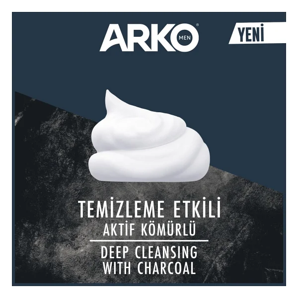 Arko Men Temizleme Etkili Aktif Kömürlü Tıraş Köpüğü Black 4x200 Ml - Görsel 2