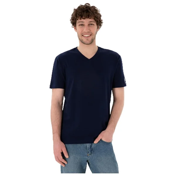 U.S. Polo Assn 50305858-VR046 Siyah Kısa Kollu V Yaka Erkek Tişört - Görsel 9