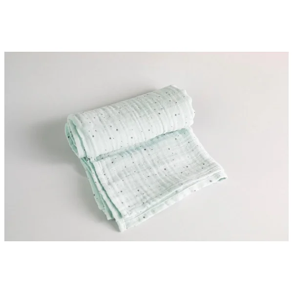 Montefair%100 Organik Pamuk Kumaş Muslin Örtü (Mint Yeşili Nokta Pamuk) - Görsel 2