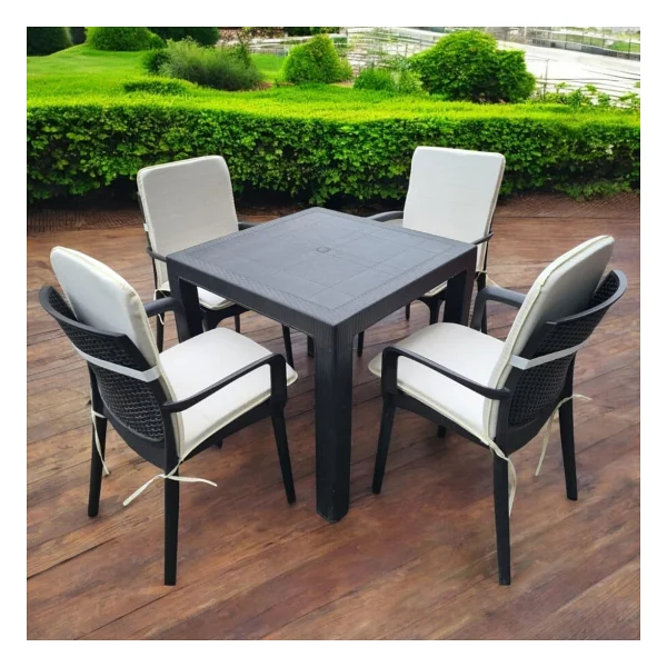 4 Adet Rattan Arkalıklı Sandalye Minderi (Kalınlık 4cm)-Primer Bej - Görsel 2