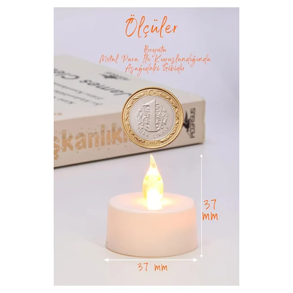 12 Adet LED Mum Tealight Mini Dumansız Pilli Alevli Dekoratif Yapay Mum Işıldak Beyaz 1036-2 - Görsel 5