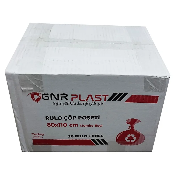 GNR Endüstriyel Jumbo Çöp Torbası Poşeti - 2 Kat - Siyah - 400 Gr. - 80x110 Cm. -10 x 3 Rulo - Görsel 3