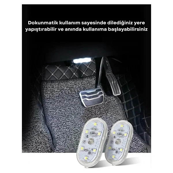 Zauss Dokunmatik Sensörlü Mini 6 Led Lamba USB Şarj Edilebilir Ayak Altı Mıknatıslı Torpido Lambası - Görsel 4