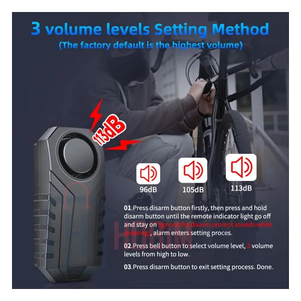 Ht-53 Motosiklet Bisiklet Alarmı Uzaktan Kumandalı 113db Su Geçirmez Kablosuz Hırsızlık Koruması Alarm Bisiklet Araba Scooter Pilli - Görsel 7