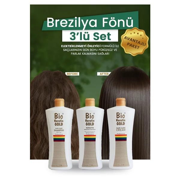 Bio Keratin Kalıcı Brezilya Fönü 3'lü Set 700 ml - Görsel 3