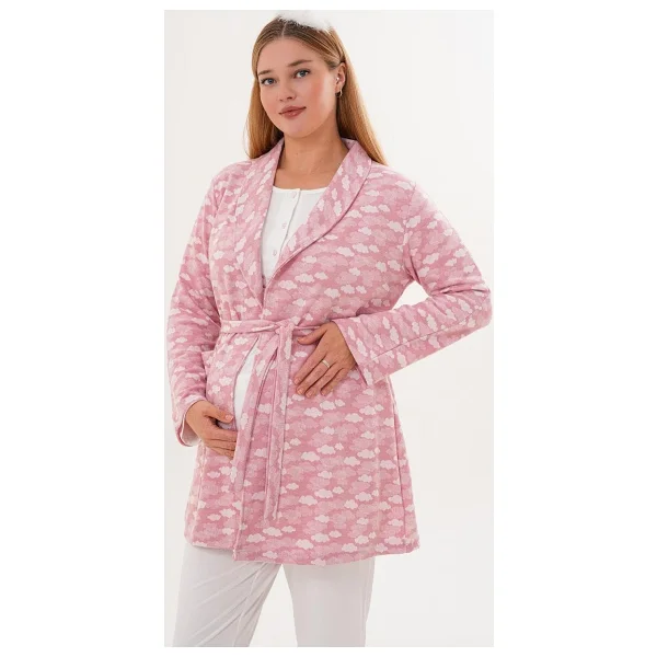 Mecit 6100 Sabahlıklı Şardonlu Pembe Hamile ve Lohusa Pijama Takımı - Görsel 3
