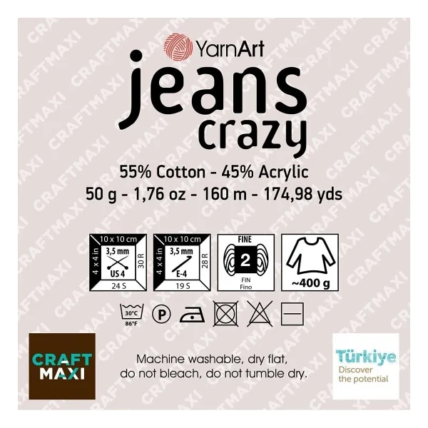 Yarnart Jeans Crazy - Ebruli El Örgü Ipi Ebruli-8208 - Görsel 2