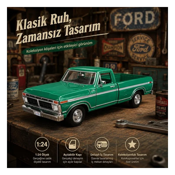 Vardem MM-79386 Motormax 1:24 1977 Ford F-150 Custom Model Araba - Görsel 7