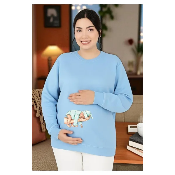 BENROMA Baskılı Hamile Sweatshırt,Mor 3XL/4XL HMLEBBSKLTA12 - Görsel 5