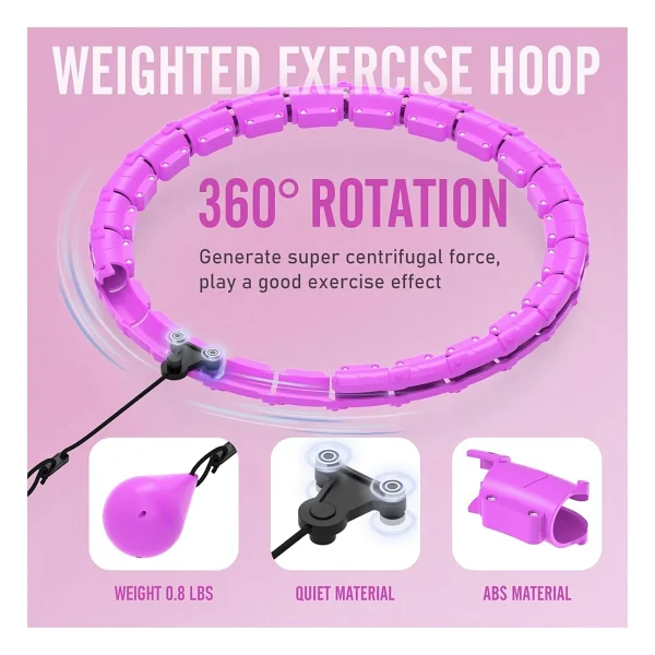 Hula Hoop Egzersiz Çemberi - 360 Derece Dönebilen Ağırlık, Hızlı Yağ Yakma ve Bölgesel Zayıflama, 65-110 Cm Bel İçin Uygun Fitness Çemberi, Yetişkinler İçin Hula Hoop Çemberi Zayıflama Aleti - Görsel 4