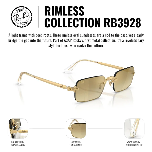 Ray-Ban By Asap Rocky 3928 001/71 Gold-Dark Green Güneş Gözlüğü - Görsel 3