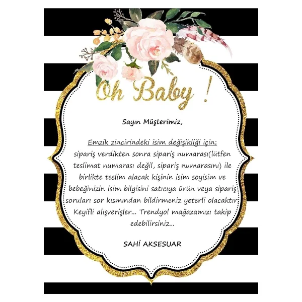 Sahi Aksesuar İsimli Bebek Emzik Zinciri ve Kız Bebek Pembe Patik Seti - Görsel 2