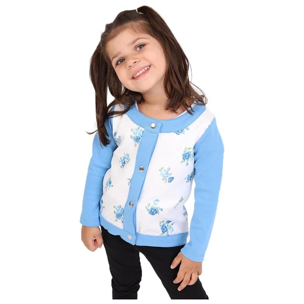 Toontoy Kız Bebek Hırka Çiçek Baskılı Mürdüm 6 AY - Görsel 4