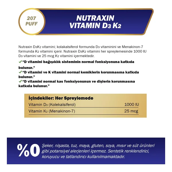 Nutraxin Vitamin D3 K2 30 ml Sprey - Görsel 2