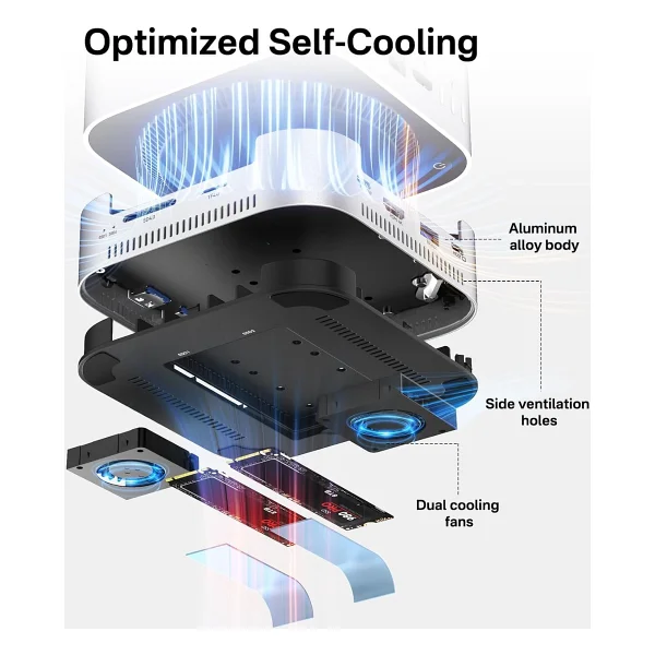 ACASIS Mac mini M4 Dock & Stand, Dual-Bay NVMe SSD Muhafaza ile, Mac mini M4 ve M4 Pro 2024 için Alüminyum HDMI Hub, 4K60Hz HDMI, 4 X 10G USB A, PD 30W, SD/TF, Destek SSD B+M M-Key - Görsel 7
