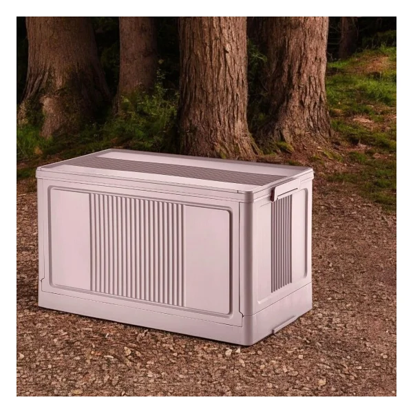Deconox Dev Boy Katlanır Kilit Kapaklı Kasa 55 Litre Hacimli, Yer Kaplamayan Portatif Saklama Kutusu Ardiye, Balkon, Mutfak, Kiler, Bahçe ve Araç Bagajı İçin Güvenli Organizer (PEMBE) - Görsel 5