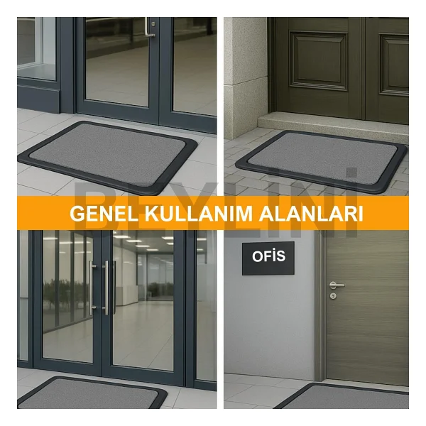 Beylini Dezenfektan Hijyen Paspası Dış Kapı Ev Ofis Apartman Giriş Halısı Kıvırcık Paspas Kaydırmaz Havuzlu - Gri - Görsel 5