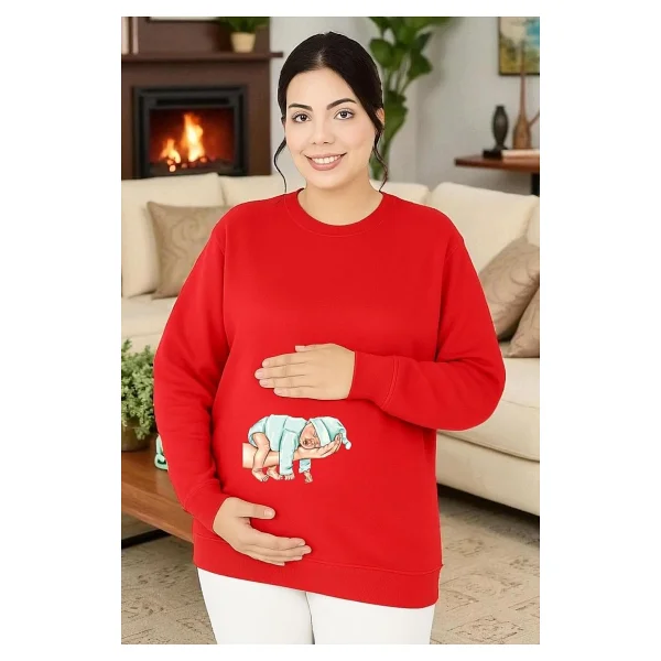 BENROMA Baskılı Hamile Sweatshırt,Mor 3XL/4XL HMLEBBSKLTA12 - Görsel 4