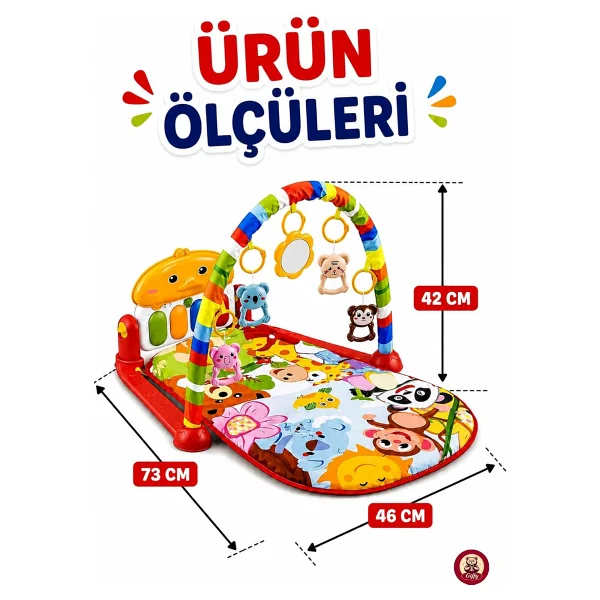 Oyuncak Piyanolu Sesli Işıklı Müzikli Çıngıraklı Bebek Oyun Halısı Aynalı Aktivite Halısı 0-6 Ay ve 6+ Ay Gelişim Oyuncağı Matlı - Görsel 4
