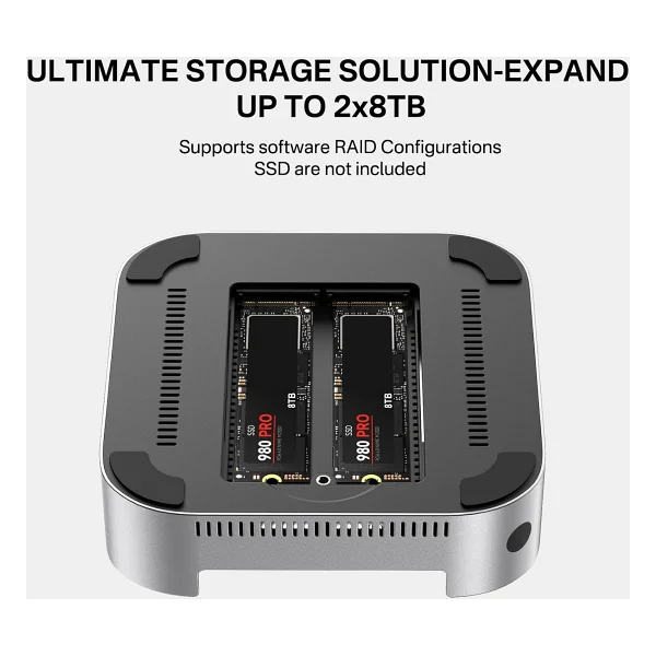 ACASIS Mac mini M4 Dock & Stand, Dual-Bay NVMe SSD Muhafaza ile, Mac mini M4 ve M4 Pro 2024 için Alüminyum HDMI Hub, 4K60Hz HDMI, 4 X 10G USB A, PD 30W, SD/TF, Destek SSD B+M M-Key - Görsel 5