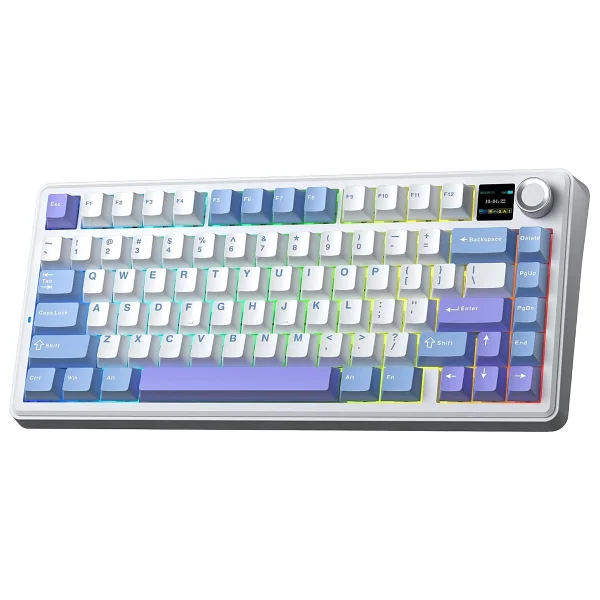 Aula F75 Max Mekanik RGB TKL Reaper Switch Kablosuz Makrolu Hot Swap Klavye Desenli Gri - Görsel 9