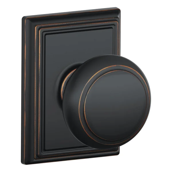 SCHLAGE F51A LAT 716 COL Enlem Kolu Collins Trim Anahtarlı Giriş Kilidi, Eskitilmiş Bronz - Görsel 9