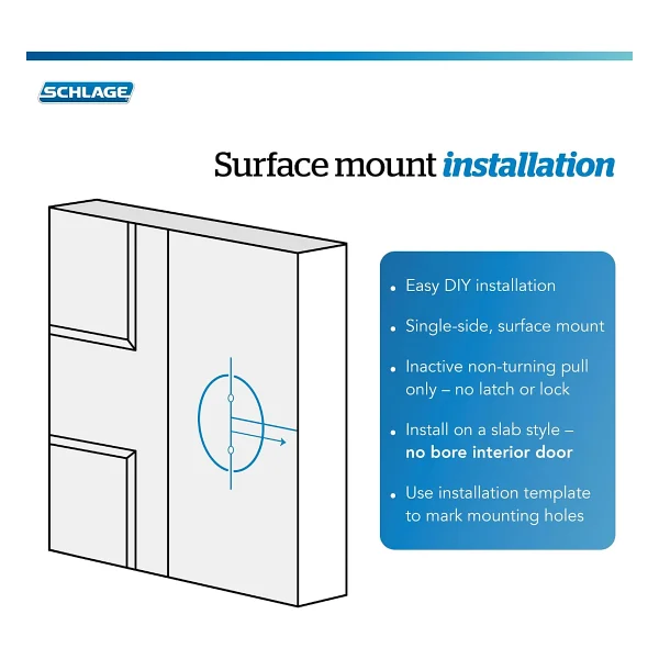 Schlage F170 BWE 622 GSN Bowery Kapı Tokmağı Greyson Trim, Tek Taraflı Dönmeyen Kukla Kapı Kolu, Mat Siyah - Görsel 4