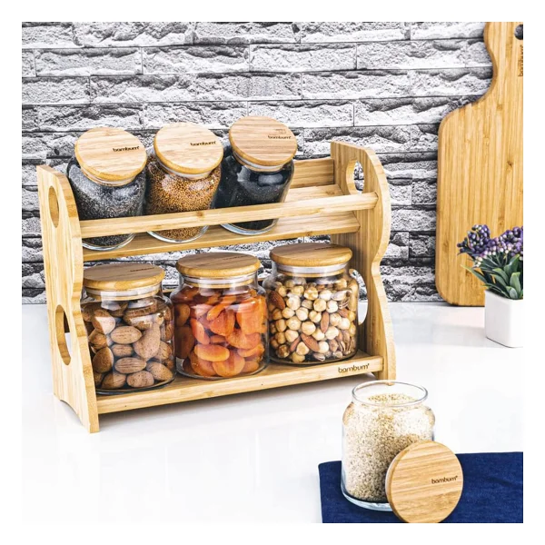 Bambum Bench Standlı 8 Parça Cam Baharat Takımı - Görsel 2