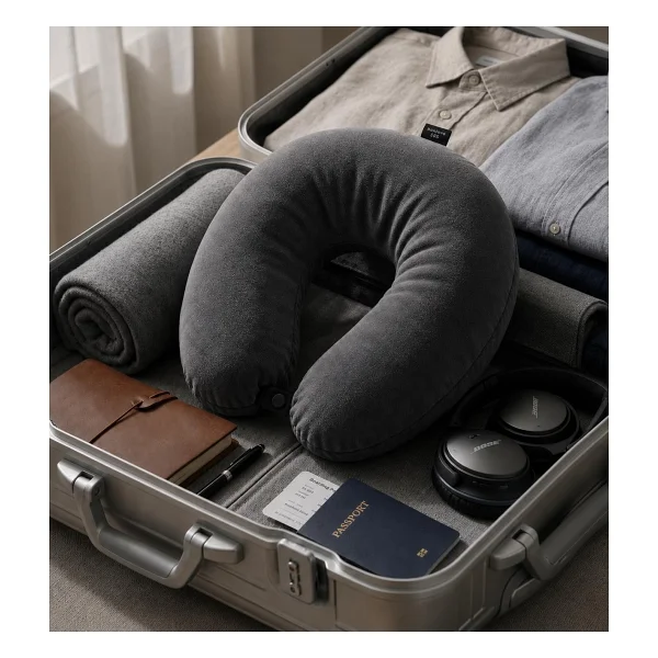 SUWORS Ergonomik Boyun ve Seyahat Yastığı - Yumuşak Silikon Dolgulu, Çıtçıtlı ve Yıkanabilir U Yastık - Uçak, Araba, Otobüs, Ofis ve Uzun Yolculuklar İçin Konforlu Boyun Desteği - Görsel 6